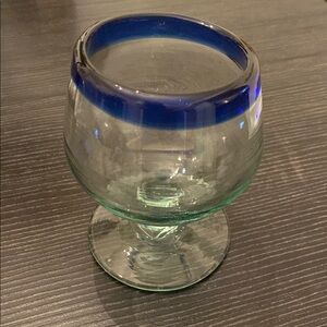 Elegant Blue-Rimmed Glass Goblet